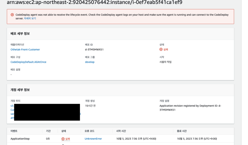 CodeDeploy agent was not able to receive the lifecycle event. Check the ...